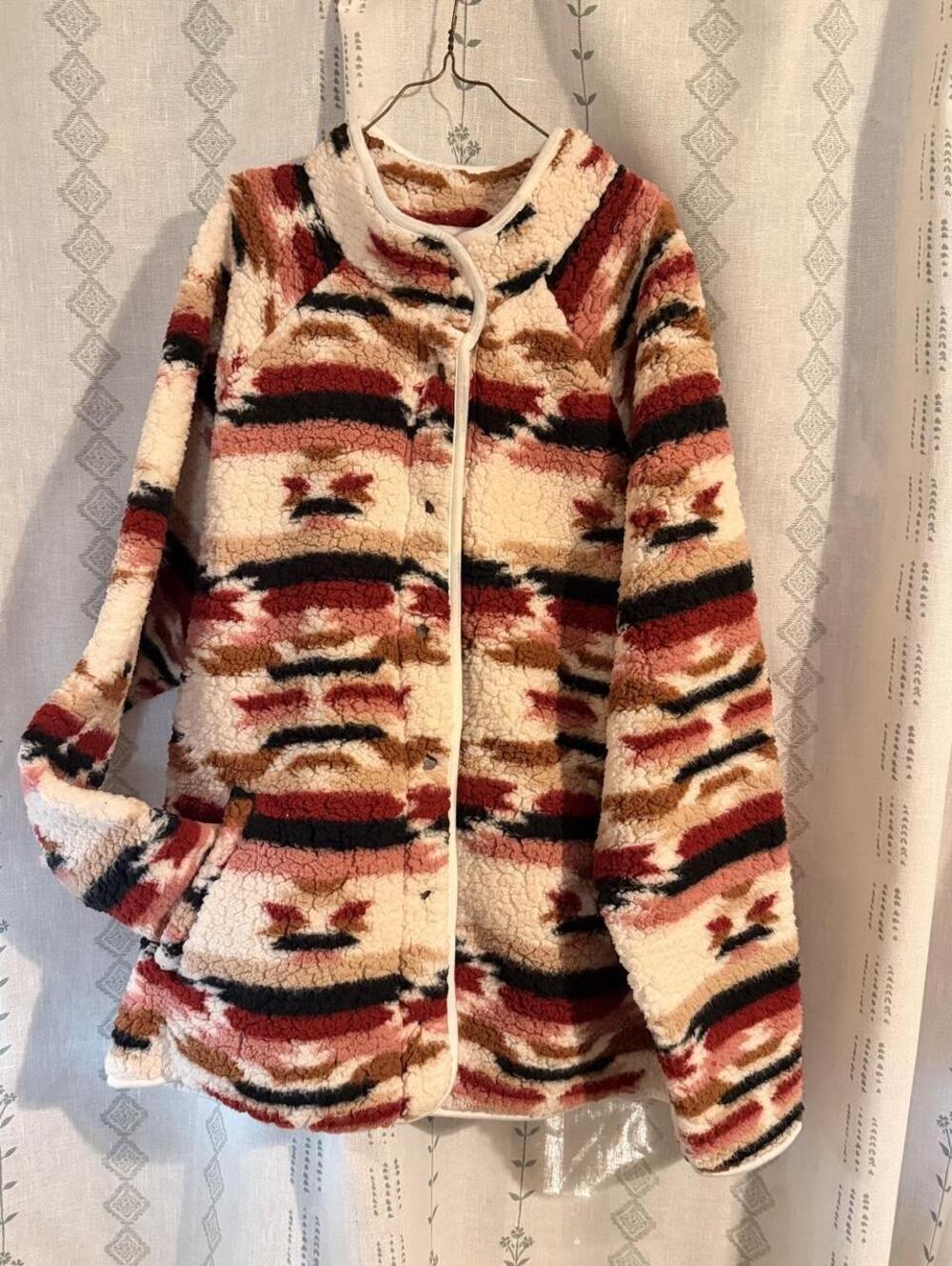 Wrangler Retro Aztec Print Western Cowgirl Sherpa Fleece Jacket